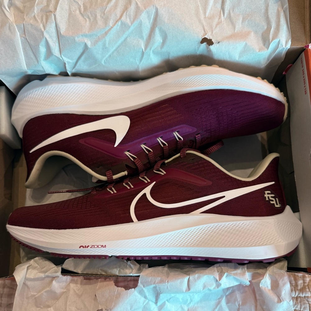 Nike Mens Zoom Pegasus 39 FSU Florida State Seminoles Maroon/White Sz 12 Shoe